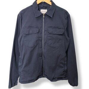 Albam Jacket Blue Men Size XS Zip-Front Twill‎ Front Snap Pockets Collared